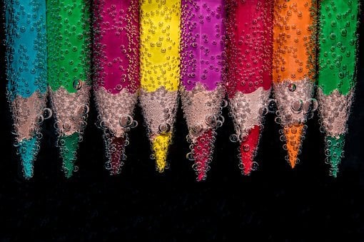 Vibrant Colored Pencils Underwater image in article Fun Time Activities for Brain Power and the Senses